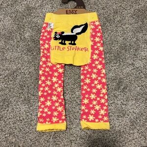 Lazy One Skunk Baby Leggings - Yellow and Red Floral